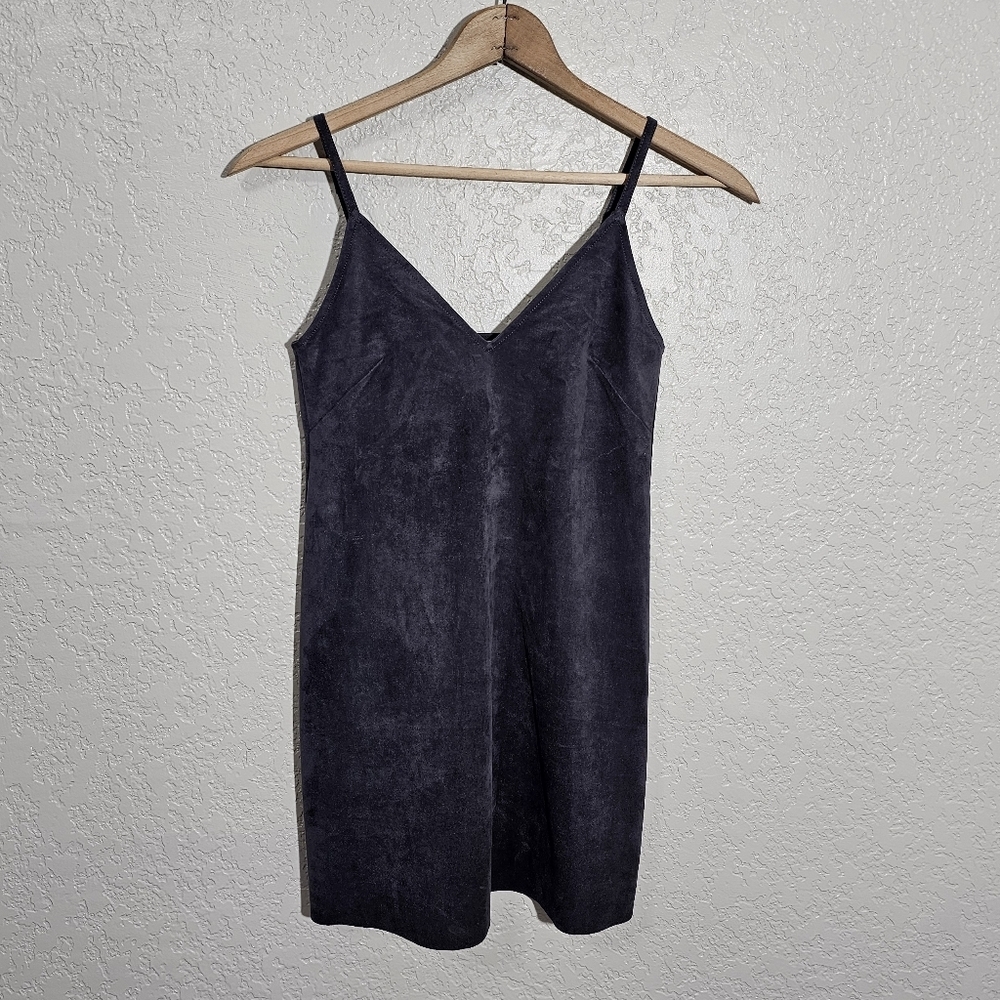 Aritzia Wilfred Free Solid Gray Faux Suede Mini Dress